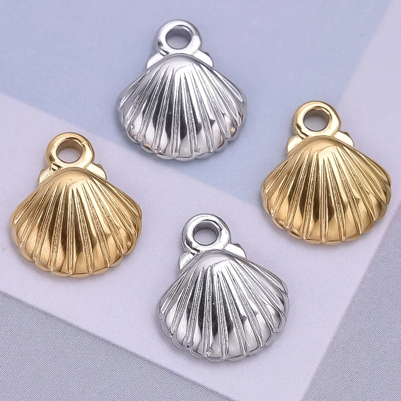 6pcs/lot Irregular Folds Square Shell Stainless Steel Pendants DIY Jewelry Making Findings Bowknot Charm Women Necklace Earrings