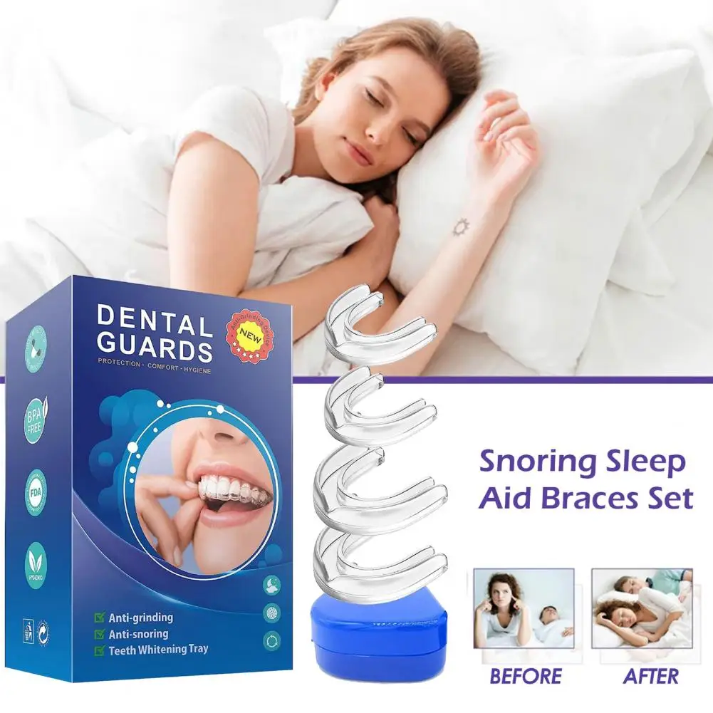 4Pcs/Set Silicone Mouthpiece Anti-snoring Braces Sleeping Prevent Snoring Braces Snoring Relief Mouth Guard Dental Guards