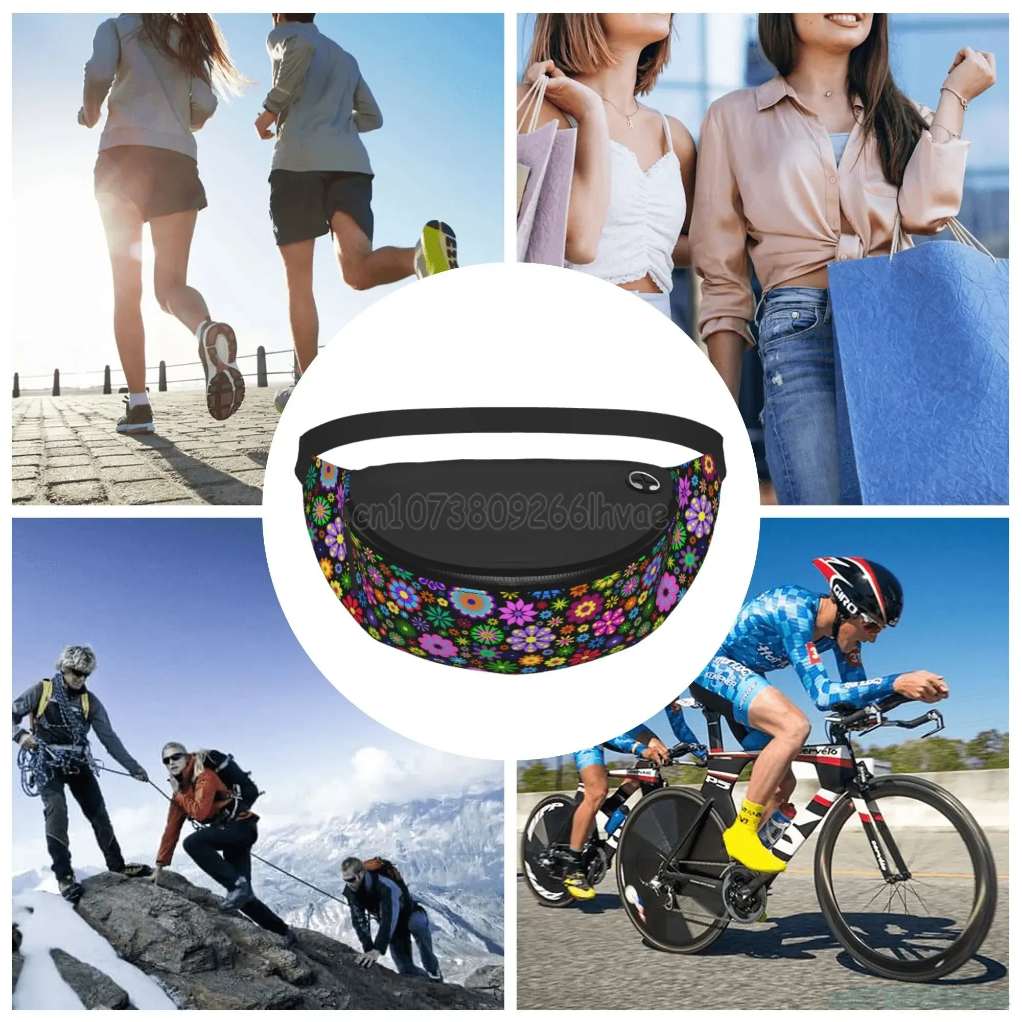 Hippie flor fanny pacote para mulheres cintura packs para correr caminhadas viagem treino cão andando ao ar livre esporte pesca cintura saco