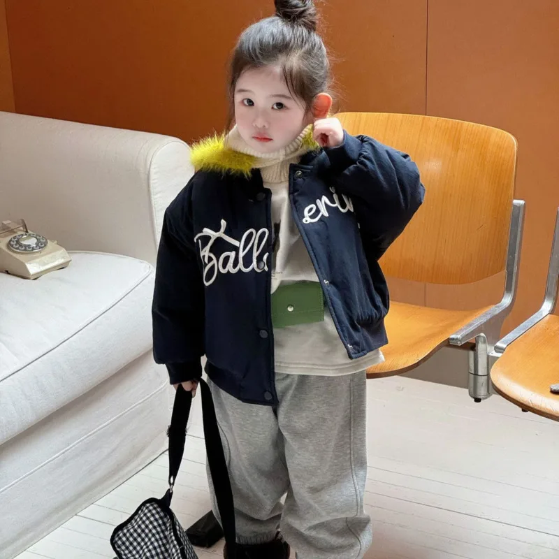 

202, осенне-зимняя хлопковая детская одежда, повседневная бейсбольная куртка с вышивкой букв для мальчиков и девочек, пальто для малышей 3-10 лет