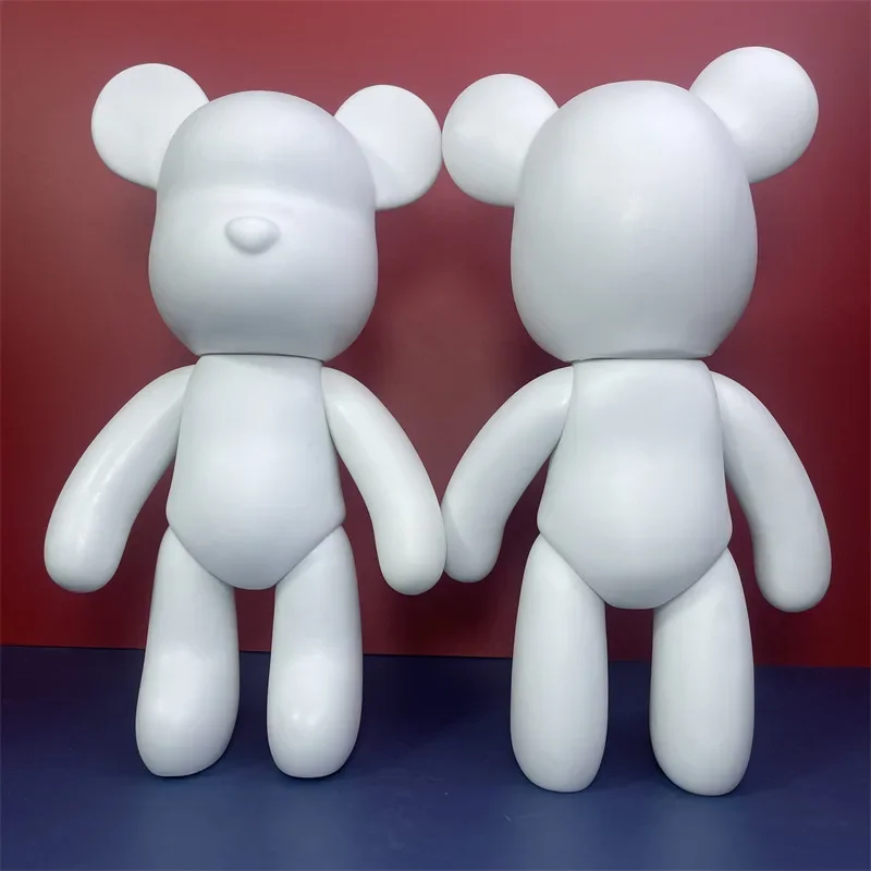 Vinyl Bear Figure DIY Handmade Violent Bear Statue Fluid Pigment Doll Toy White Figurine Sculpture House Decor Table Accessories