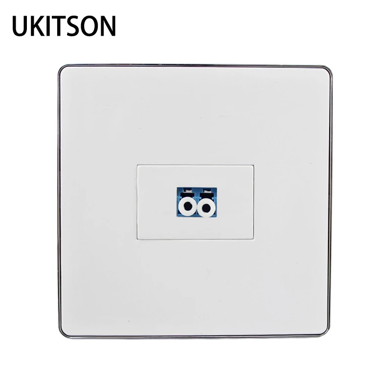 

1 Gang Fiber Optic LC UPC APC Optical Fiber Modules Wall Panel Adapter Coupler Faceplate Socket With Silver Edge Frame In 86x86m