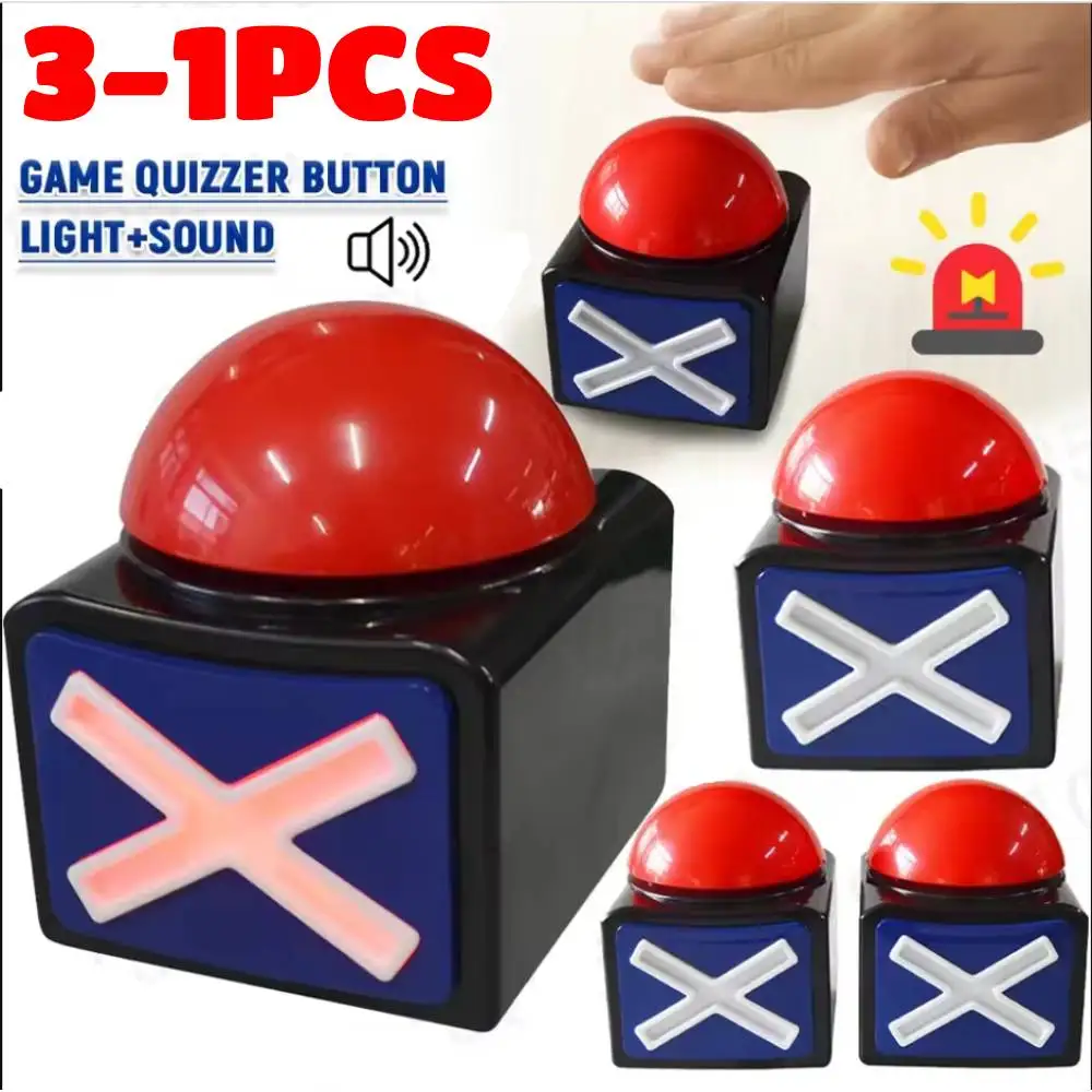 Buzzer de réponse de jeu avec son et lumière, bouton d'alarme de Quiz rouge de haute qualité, Buzzer de réponse éducatif, fourniture de fête scolaire, 3 à 1 pièces