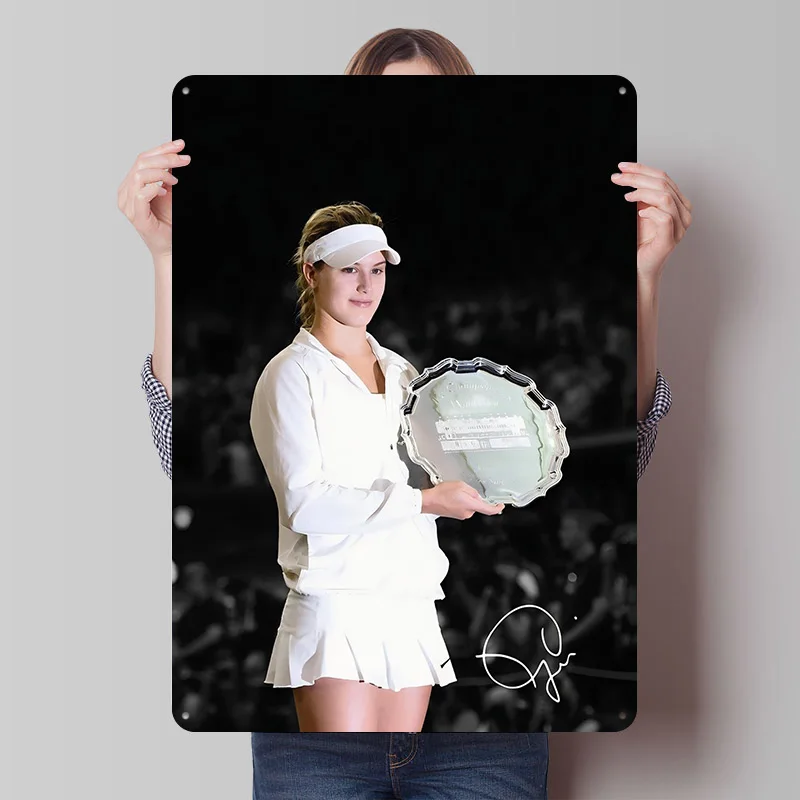 Póster impreso de Eugenie Bouchard, arte de pared retro personalizado, letreros de metal vintage para decoración de la habitación de videojuegos del hogar, decoración acogedora