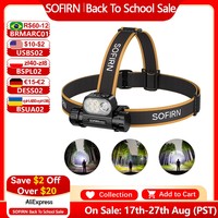 SOFIRN HS22 2500lm Headlamp Stepless Color Temperature Adjustment  SFT25R LED 6000K Flashlight With 2700K Warm light Dual Switch