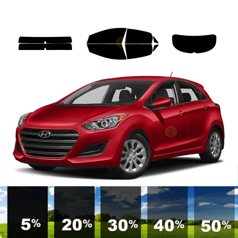 precut Removable Window Tint Film For Car 100% UVR 5%-35%VLT Heat Insulation Carbon ﻿For HYUNDAI ELANTRA 4 DR HATCH 2013-2017