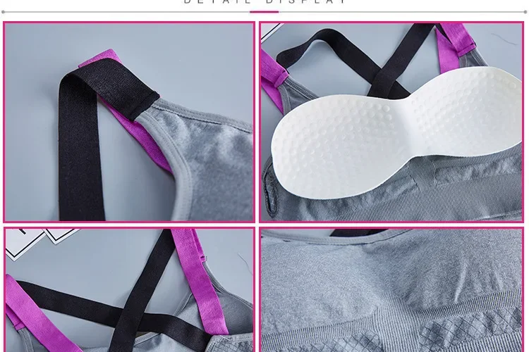 เสื้อชั้นในกีฬาสำหรับผู้หญิง ออกกำลังกายไร้รอยต่อ รองรับแรงกระแทกสูง เสื้อชั้นในโยคะ ฟิตเนส ชุดชั้นในผู้หญิงแบบดันทรง เสื้อชั้นในกีฬาแบบสปอร์ตบราเล็ต