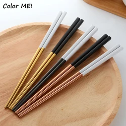 304 Stainless Steel Reusable Chopsticks, Metal Sushi Food Sticks, Dinnerware Titanium Gold, Safe Chop Sticks, Chinese Dinnerware