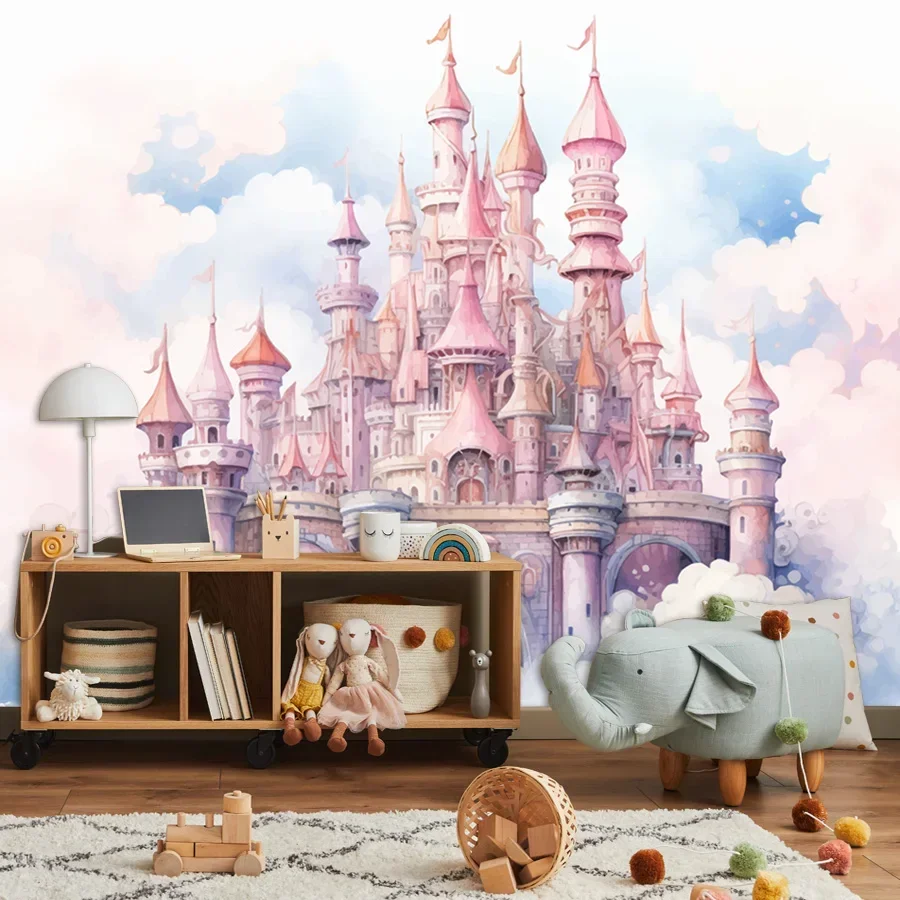 5+ Waterproof Custom Walls Art Home Decor Peel Stick or no Glue Wallpaper for Children Bedroom Kids Nursery Castle Floral Mural