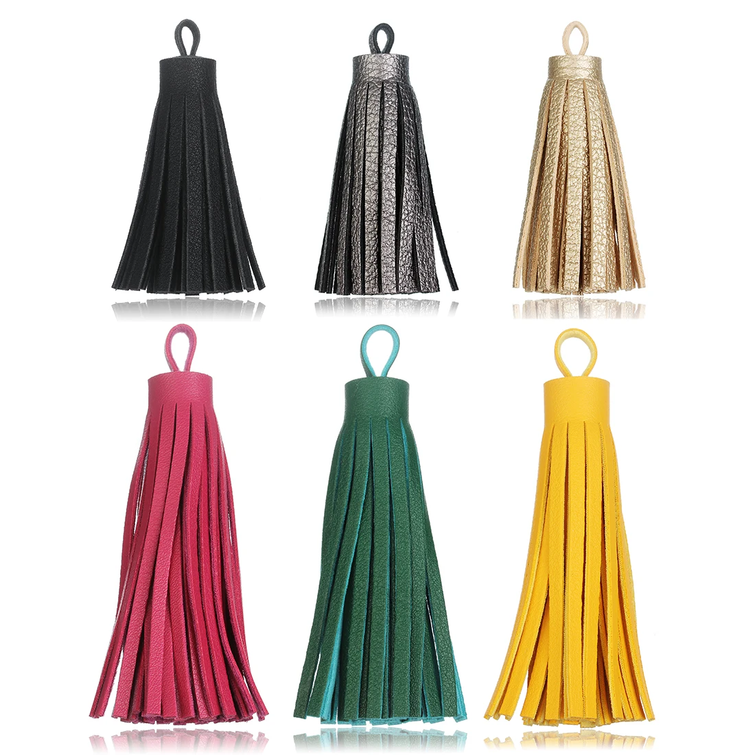 5pcs/lot 60/80mm Pure Color Vintage Leather Tassel Pendants For DIY Jewelry Making Keychain Cellphone Strap Pendant Accessories