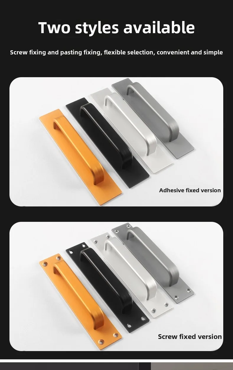 1/4 Stück Schiebetürgriff aus Aluminiumlegierung, Push-Pull-Türgriff für Tor und Toilettentür, bohrfreie Griffe, Möbelbeschläge – Detail 2