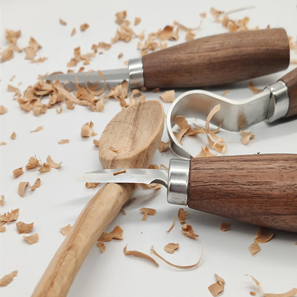 5pcs Woodcarving Cutter Set DIY Hand Chisel Wood Carving Tools Chip Cutters Tools for Cutting Wooden Spoons