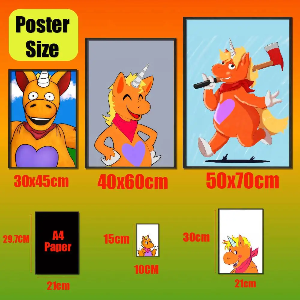 For Buddy The Unicorn Poster Cover Wall Murals Home Custom Self-adhesive Decor Sticker Playbill Film