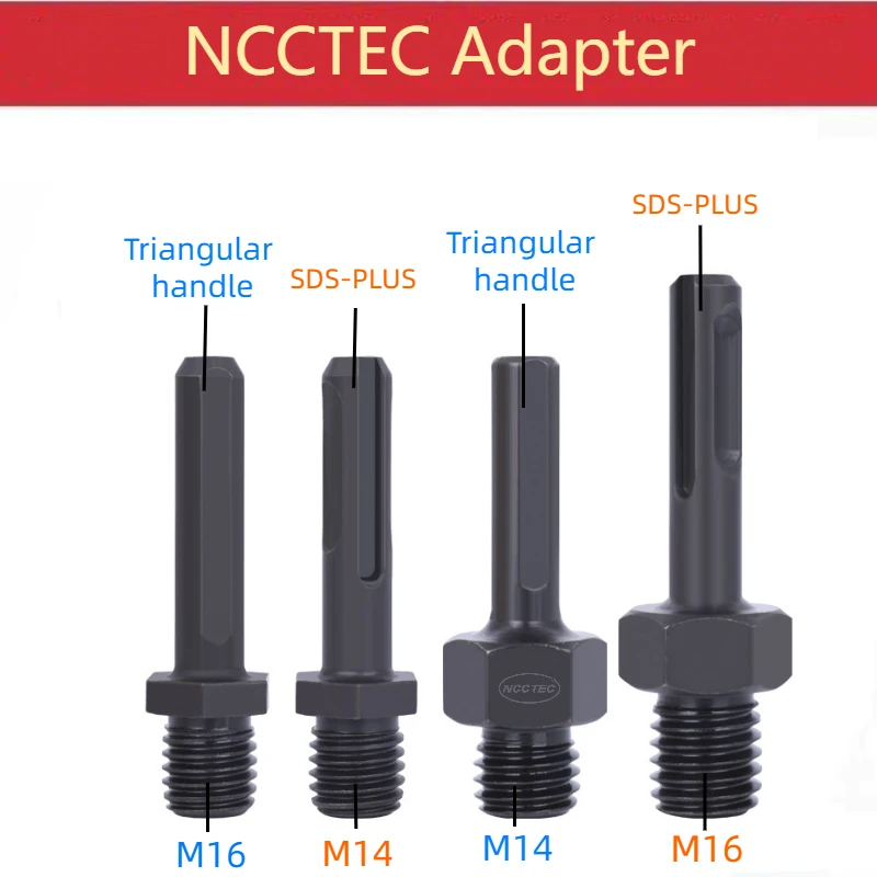 Adapter Converter Connecting Rod M14 M16 Thread to SDS-PLUS Shank Triangular Handle for Hammer Diamond Tools Angle Grinder