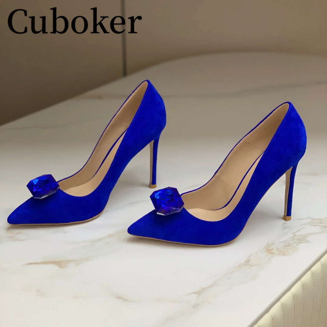 

Brand Runway Banquet Women Pumps Pointy Toe Velvet Crystal Heart Ladies Sandals Spring Summer Cover Heel Mules High Heel Women