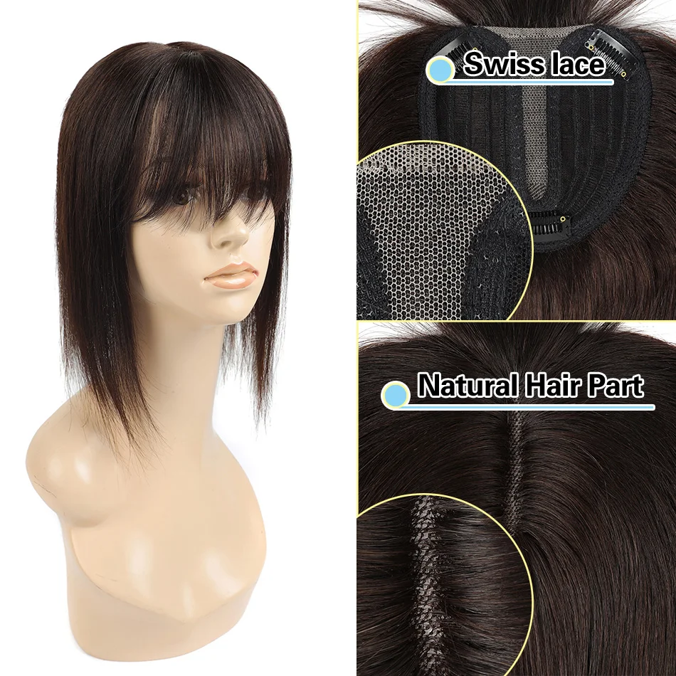 BHF Topper Hair Piece with Bangs Toupee Women Human Hair 13*13 CM Breathable Hand Made Remi Hair Toupee