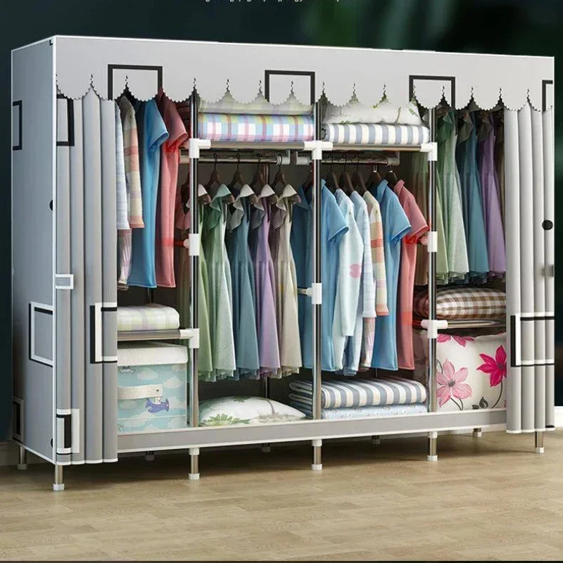 Armario De dormitorio con marco De madera, armario De tela, Perchero colgante para Ropa, Armario De tela, muebles, suministros para dormitorio