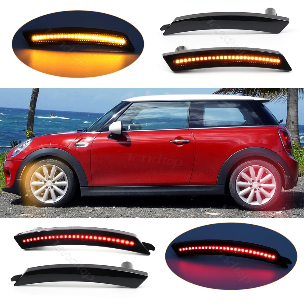 LED Side Marker Lights Kit  Amber Front & Red Rear Fender Bumper Side Marker Lamps for MINI Cooper R55 R56 R57 R58 R59 R60 R61