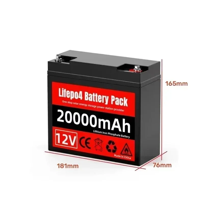 LiFePO4 Rechargeable Battery 12.8V 20Ah 4000 Cycle 40A BMS, For Outdoor / Home Storage Lithium Iron Phosphate Batteries