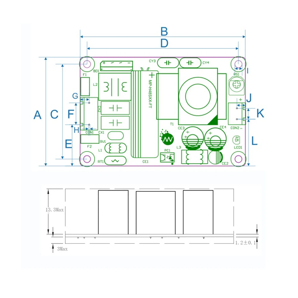 

48W Ultra-thin 12V 4A/24V 2A AC-DC to DC Converter Buck Power Supply Board Industrial Equipment Power Module