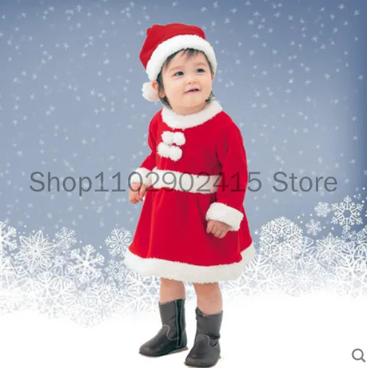 Costume de Père Noël Cosplay pour Enfants, Vêtements de Noël Rouges, Ensemble de Robe de Soirée, Chapeau, Tenue de ix