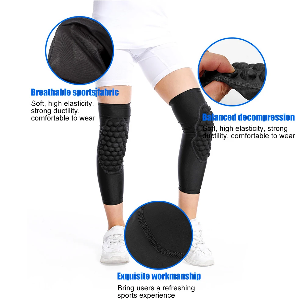 1Pc Sport Kneepad Honingraat Kids Kind Kniebeschermers Basketbal Volleybal Kniebeschermer Brace Voetbal Compressie Been Mouwen