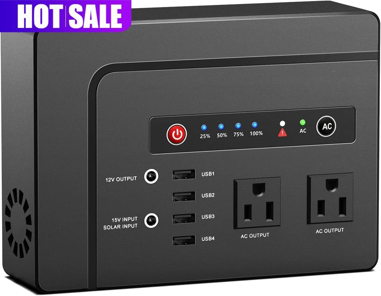 

Портативный солнечный генератор-аккумулятор 146 Вт·ч с 2 выходами переменного тока (чистая синусоида)/4 USB-A портами/1 портом DC