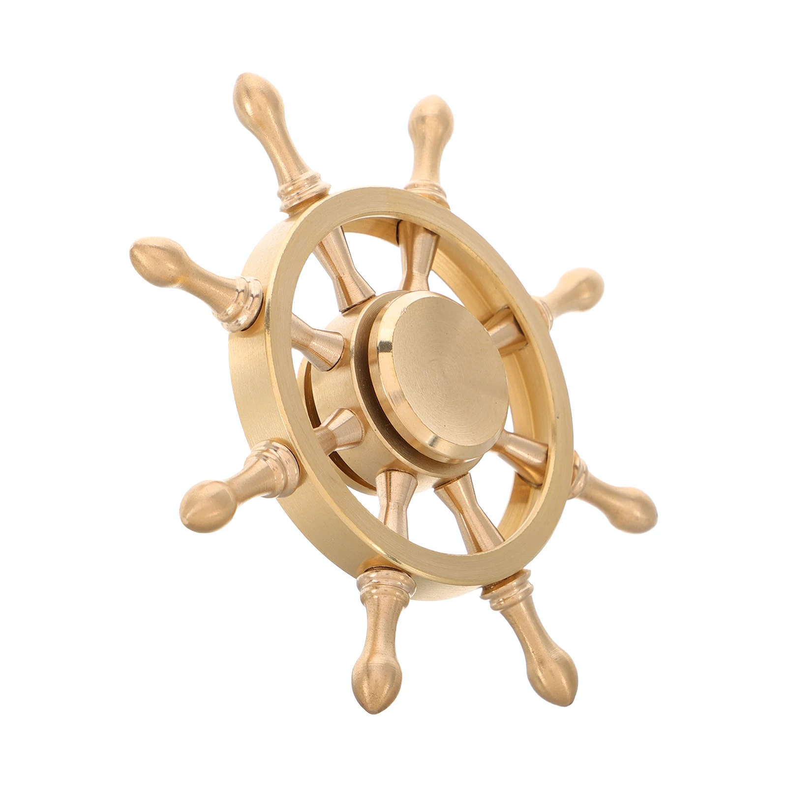 

1pcs Brass Ship Decor Ship Wheel Decor Rotatable Rudder Home Office Desk Figurines Nautical Marine Fidget Toy