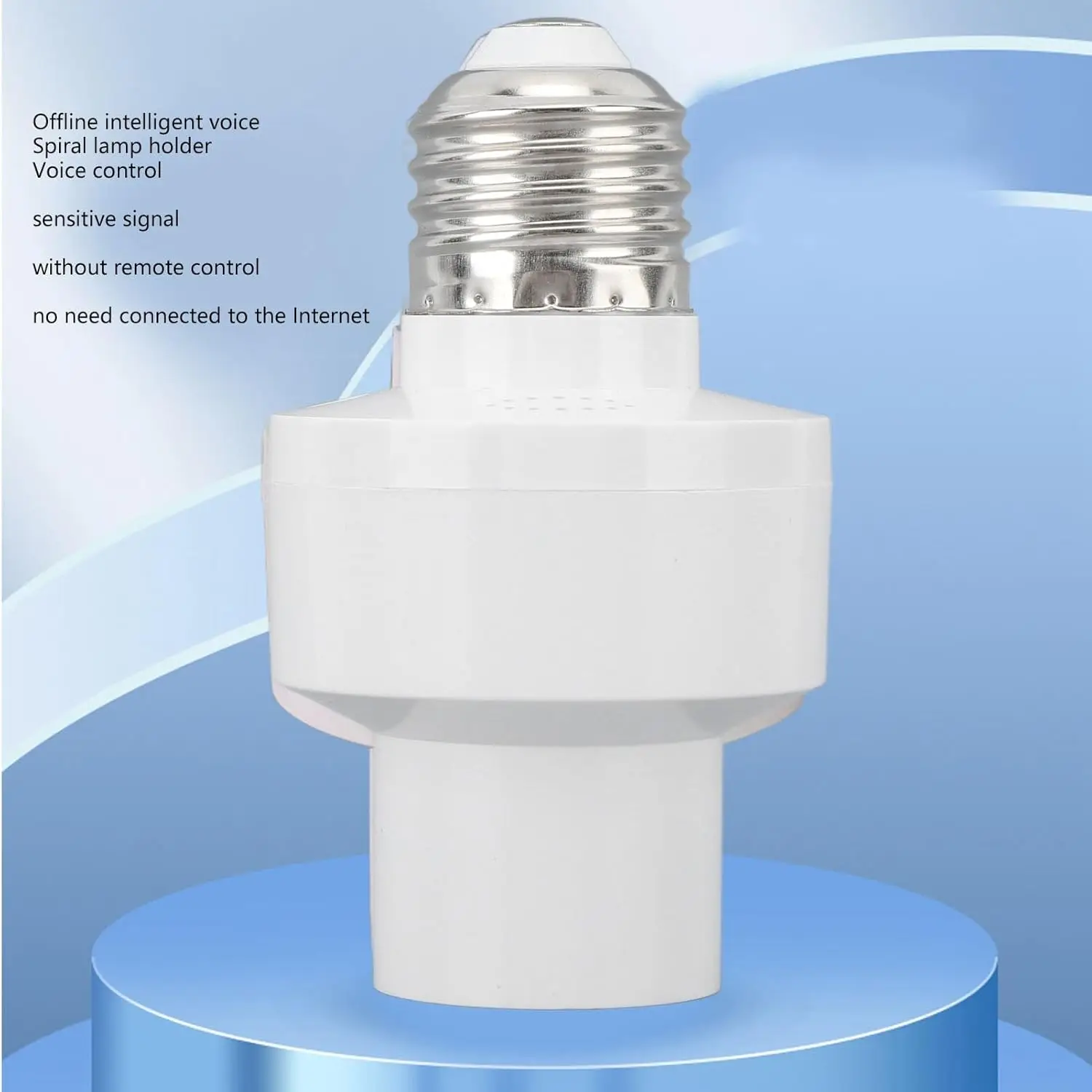 Light Bulb Socket, Voice Control Lamp Holder with E27 Screw Smart Bulb Base Adapter for Outdoor Lighting no wifi