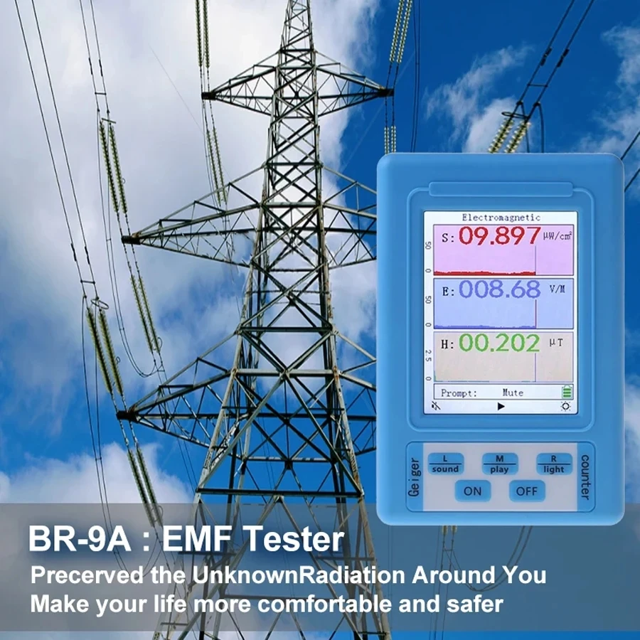 BR-9A Portable Electromagnetic Radiation Detector EMF Meter High Accuracy Professional Radiation Dosimeter Monitor Tester