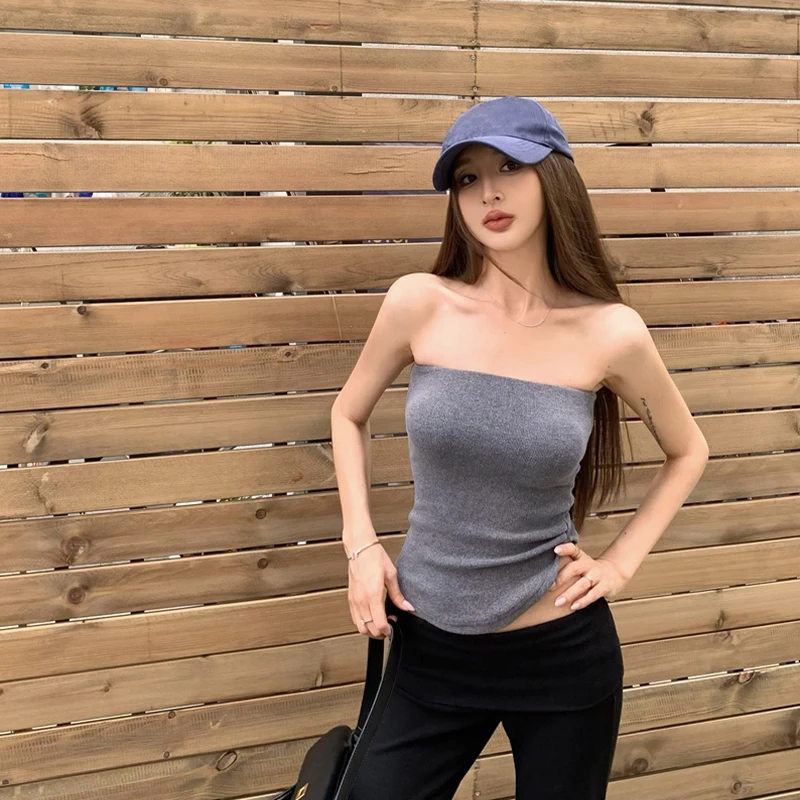Modny elastyczny top tuba damski na lato, nowy, słodko-pikantny styl, uniwersalny top podkreślający temperament.
