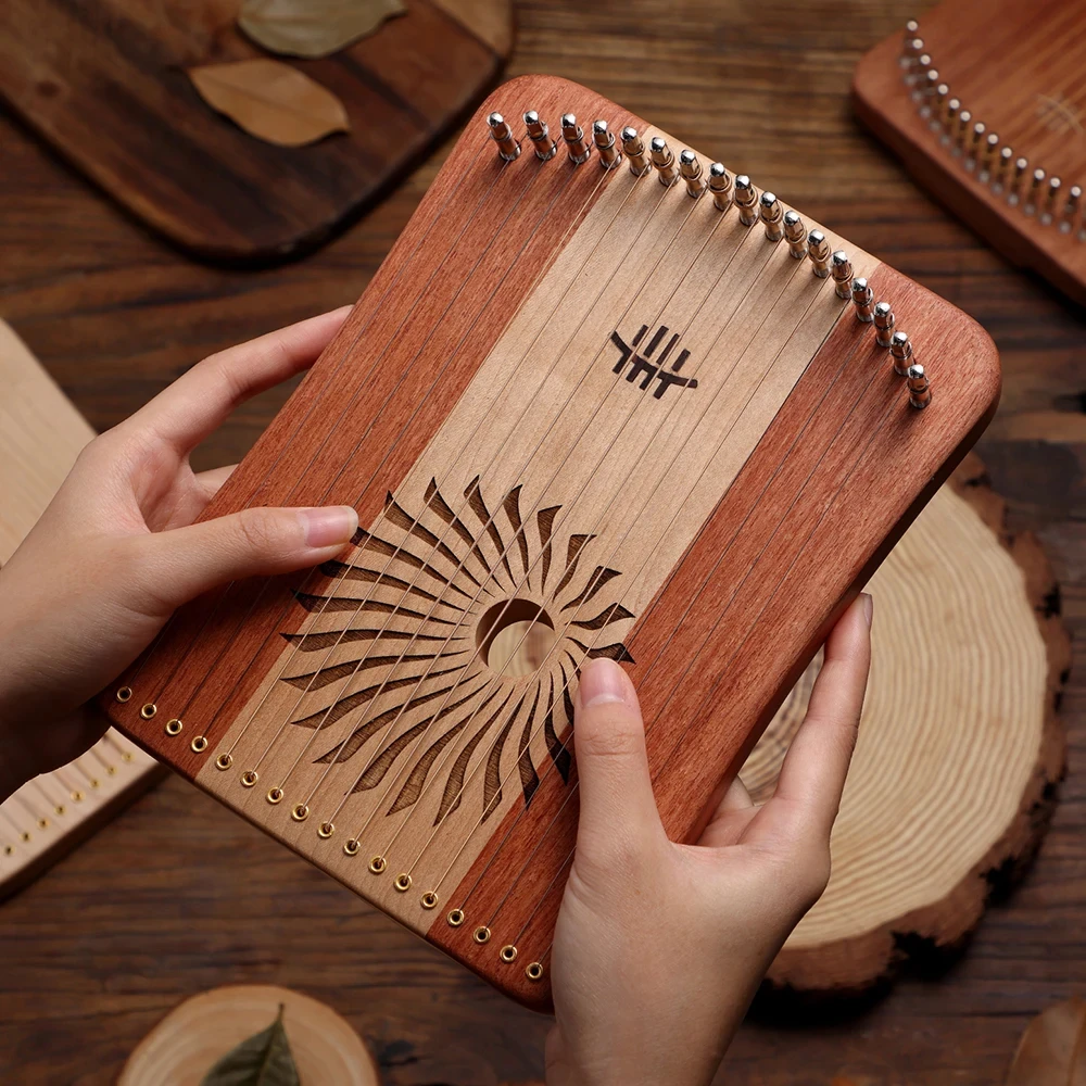 Hluru Lyre 31 Strings Mini Thumb Kalyre 17 Kalimba Strings Finger Harp Wood Creative Finger Lyre Beginner Musical Instrument