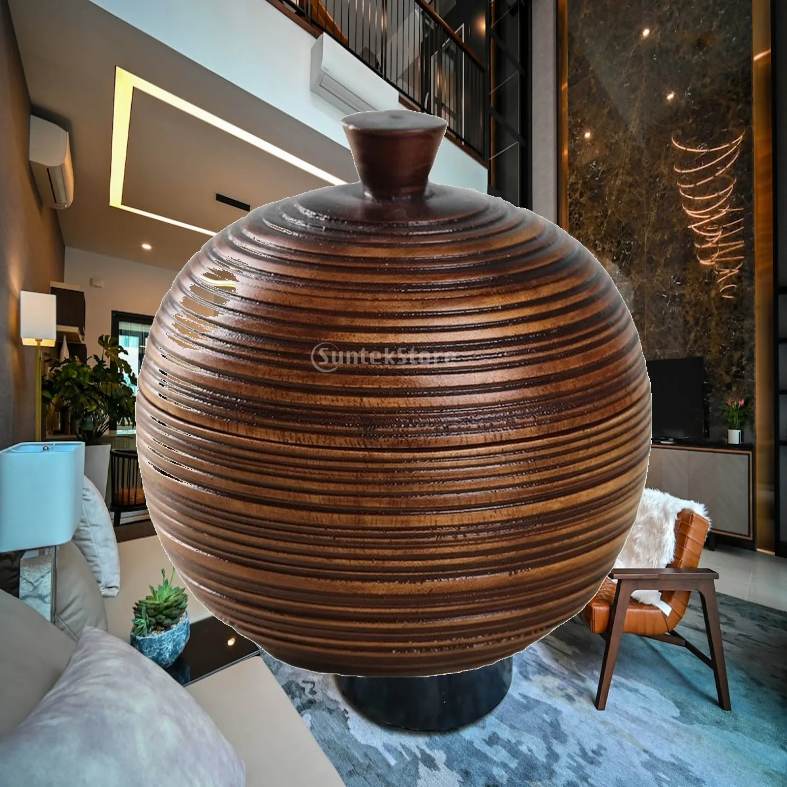 Dark Brown Wood Storage Container with Visible Grain and Lid for Tea Coffee Sugar Jars