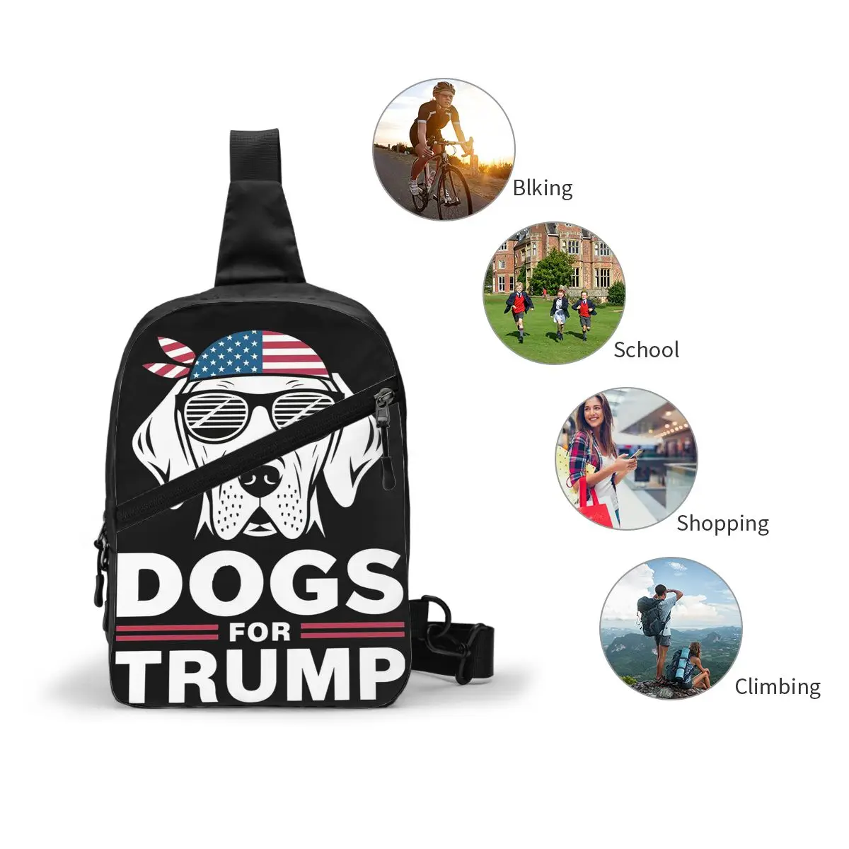 Perros para Trump bolso de pecho hombres Sling Crossbody mochila pecho bolsa viajar senderismo mochila bolso de hombro