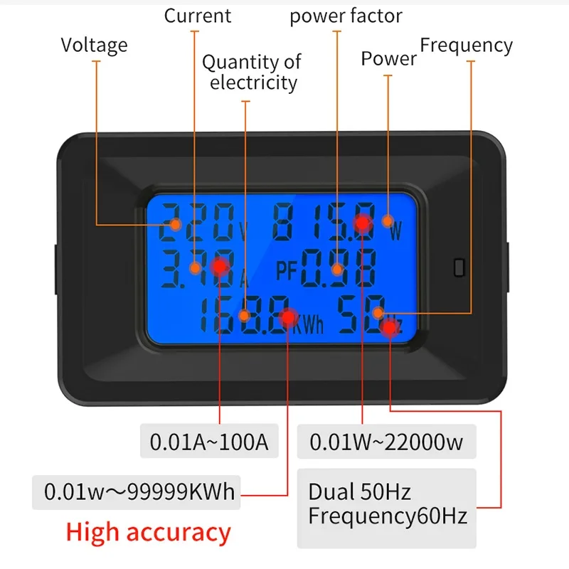 الفولتميتر الرقمي مقياس التيار الكهربائي اختبار الطاقة مقياس الطاقة المنزلية متعددة الوظائف عداد كهربائي الفولتميتر تستر كاشف المؤشر #4