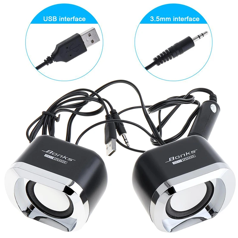 BVBV Bonks High Power Full Range Stereo Subwoofer PC Speaker Portable Bass Music DJ USB Computer Speakers for Laptop Phone TV