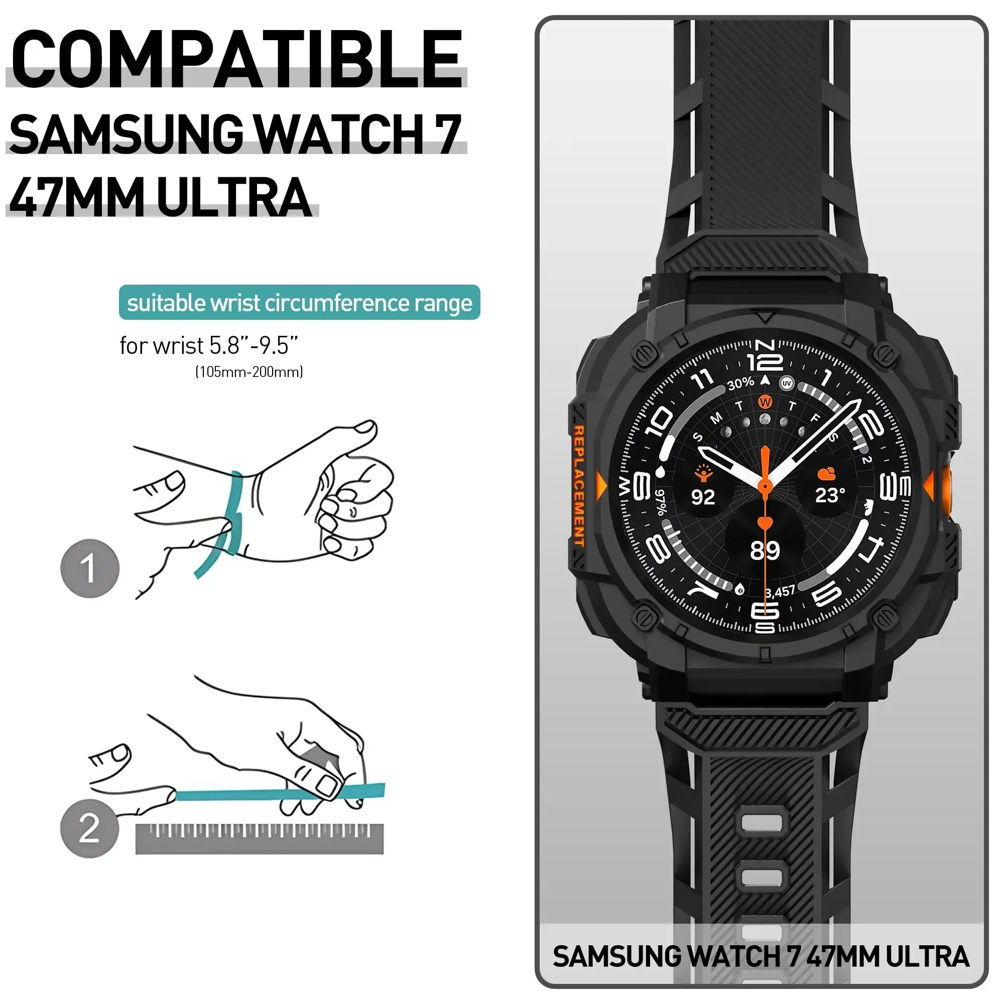 Casing Armor + Tali untuk Samsung Galaxy Watch7 Ultra 47Mm Tali Jam Tangan Silikon Gelang Aksesori Korea untuk Jam Tangan Galaxy Ultra