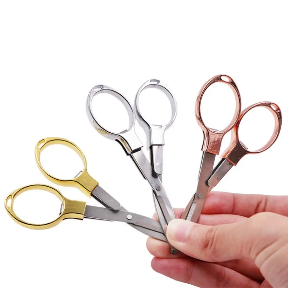 Mini Stationery Scissors Folding Scissors Stainless Steel Fishing Line Cutter Multifunctional Needlework Sewing Scissors