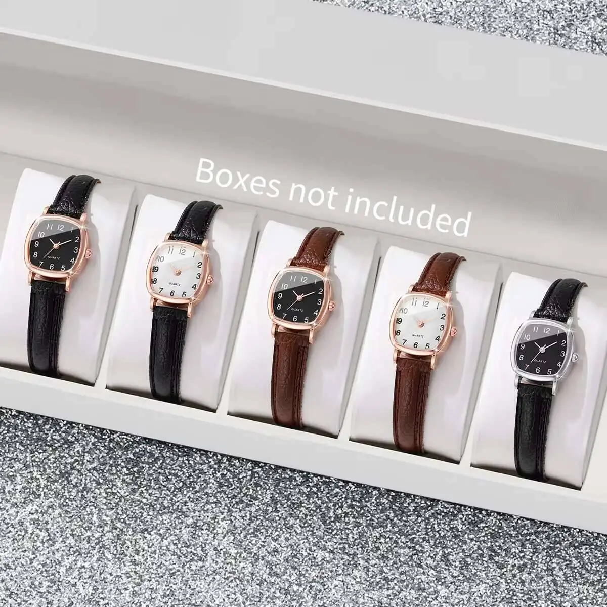 5PCS/Set Fashion Small Dial Women Quartz Watch Simple Leather Strap Women Watches Reloj MujerWithout Box