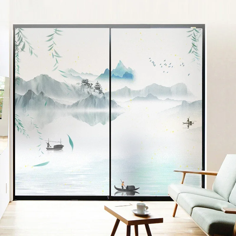 

Chinese Painting Window Film Privacy Sticker UV Blocking Heat Control Window Coverings Window Tint for Homedecor