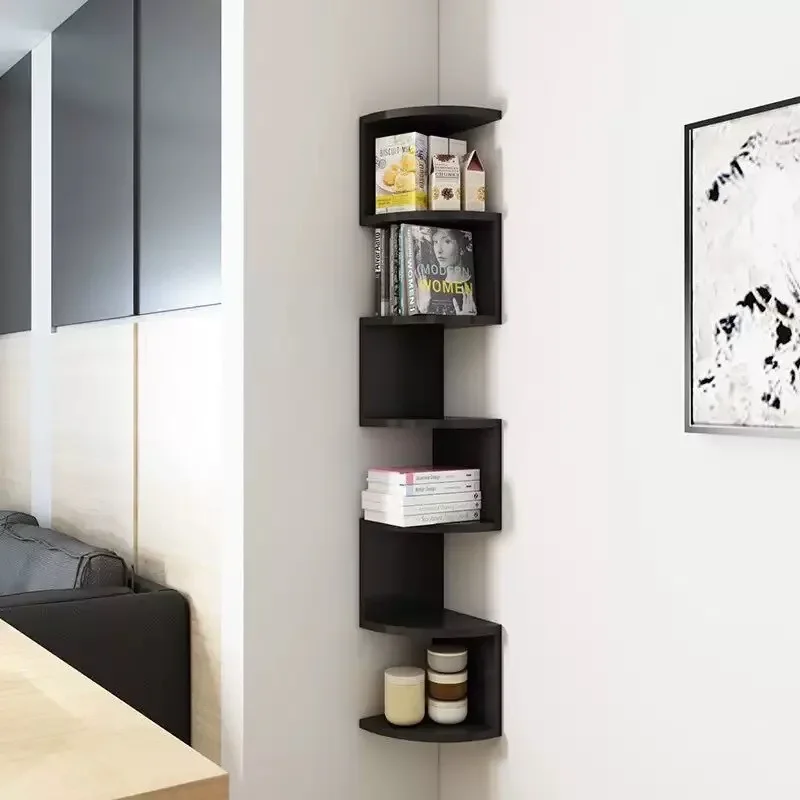 Wall Mounted Corner Storage Rack Triangular Shelf Wall Decor Rack 2-5 Layer Semi-circular Partitions For Bookshelf Storage
