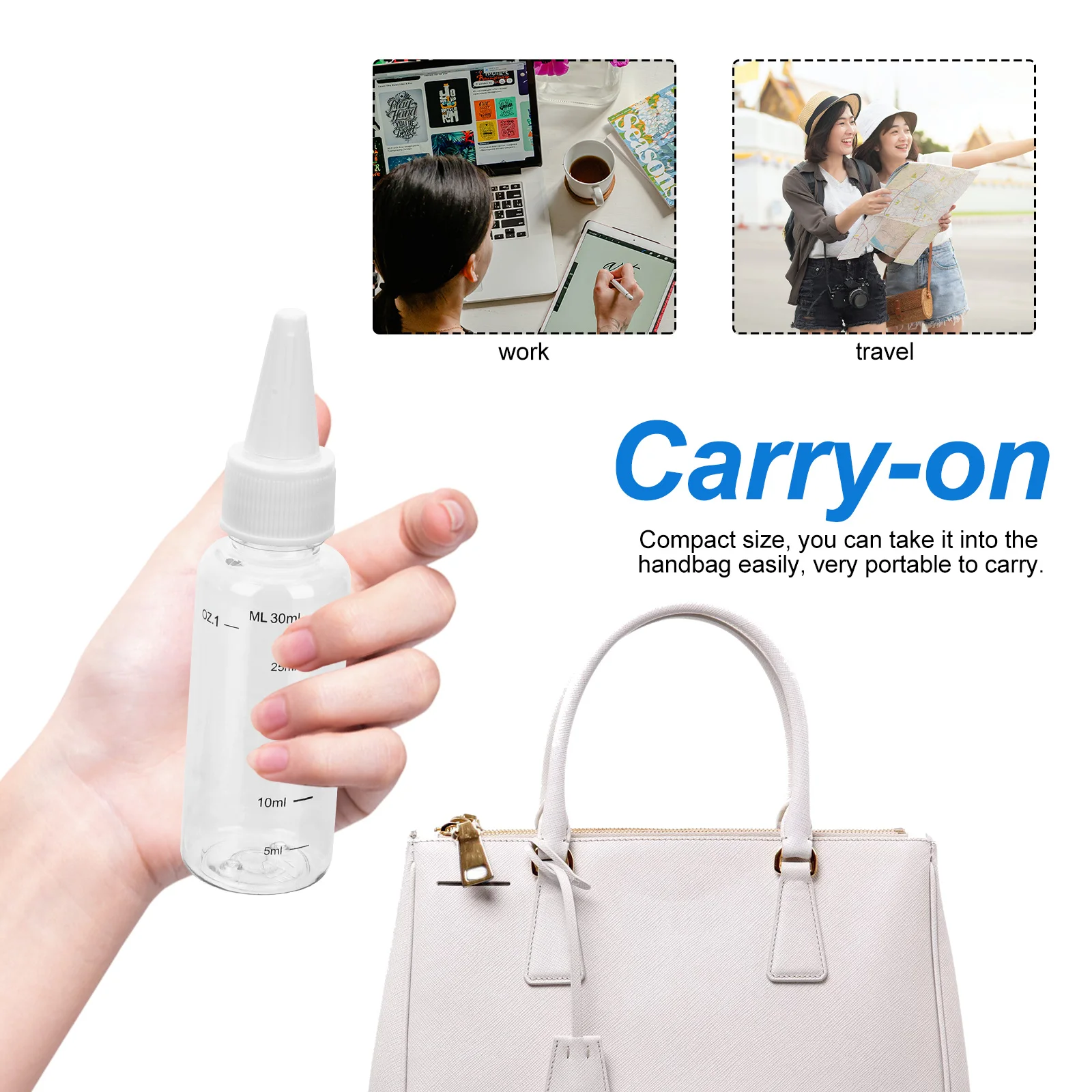 

8Pcs Scale Plastic Squeeze Bottles Transparent Refillable for Essential Oils DIY Craft Hair Treatment Painting