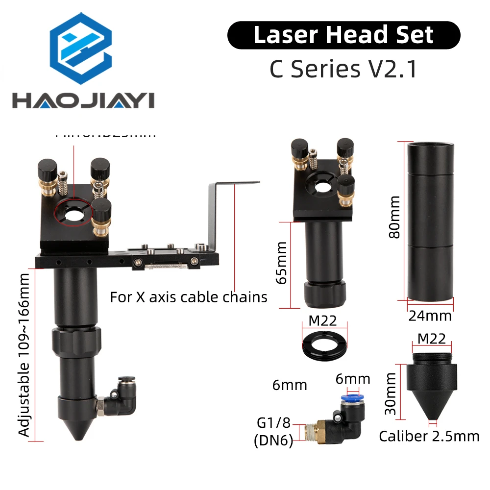 C Series CO2 Laser Head Set with Lens 1st 2nd Mirror Mount 25mm Laser Head Kit for CO2 Engraving Cutting Machine Parts