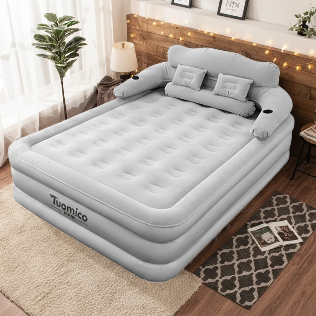 

2 Persons Inflatable Mattress Camping Folding Indoor Outdoor Home Air Cushion 48cm Portable Foldable Lazy Sofa Mat