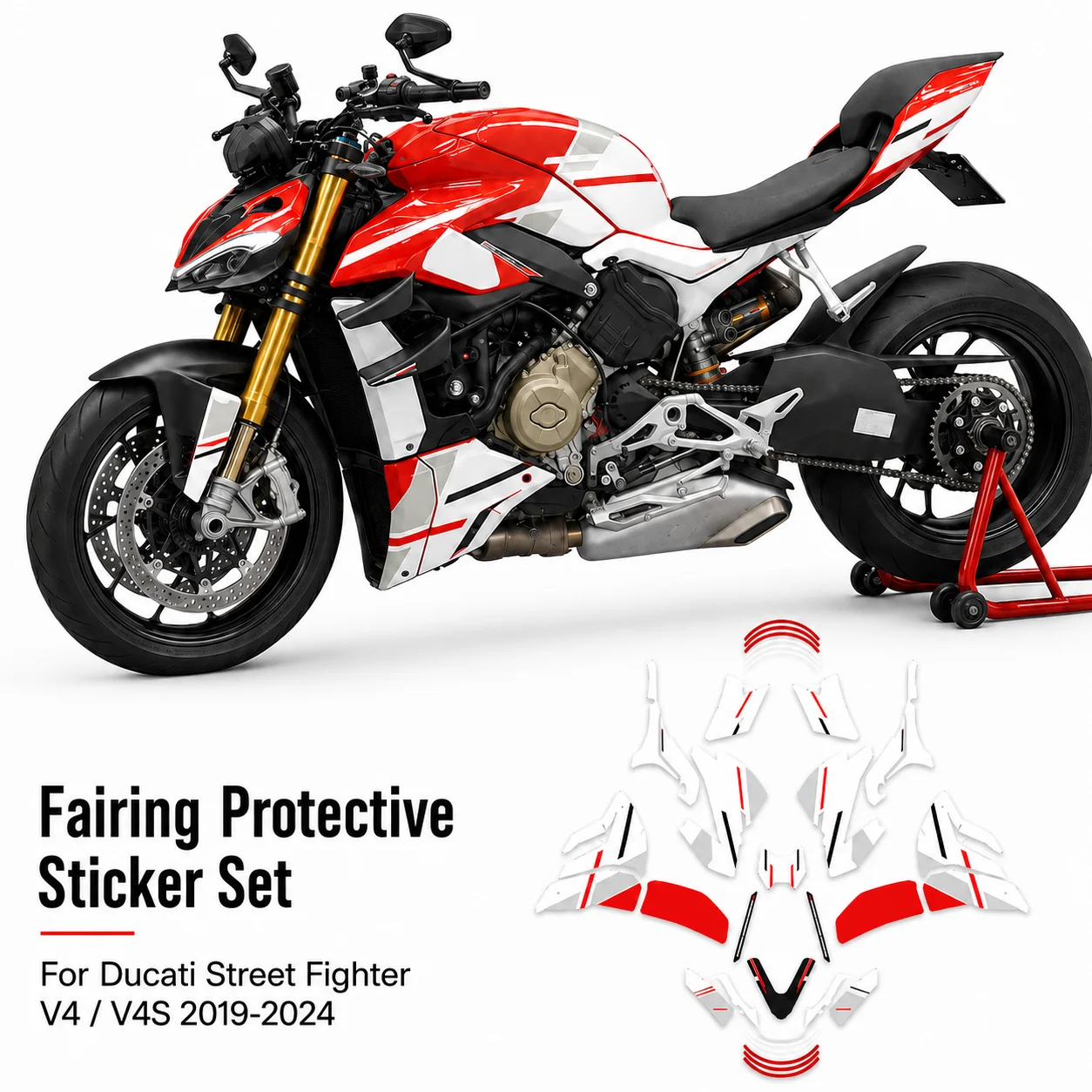 Fuel Tank Protector Sticker Fairing Guard Decal Motorcycle Accessories Compatible With Ducati Streetfighter V4 V4S 2019-2024