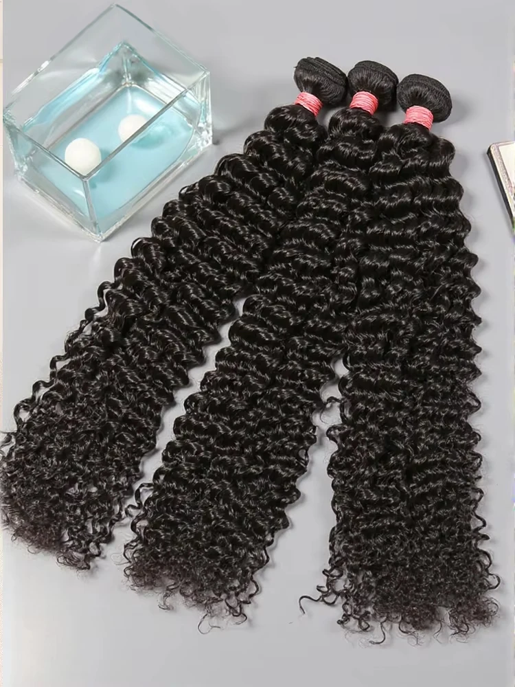 

Mossily Kinky Curly Вьетнамские пучки человеческих волос 30-дюймовый пучок натуральных волн 100% Remy Необработанные наращивания с двойным утком Плетение
