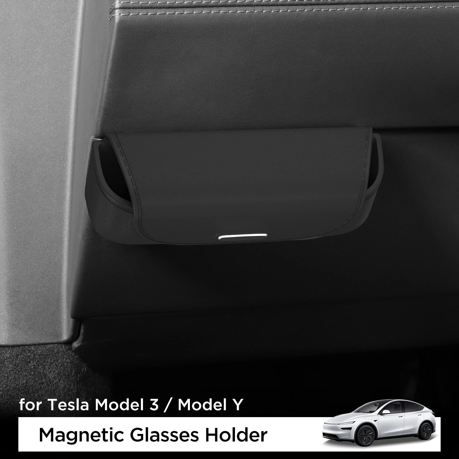 

for Tesla Model 3/Model Y/YL 2025 2026 Magnetic Glasses Holder Organizer Car Interior Accessories Silicone Black