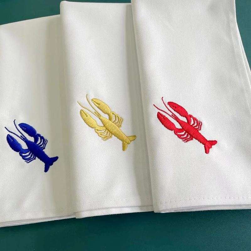 2 pezzi 45x45 cm tovagliolo di cotone aragosta picnic ristorante occidentale decorazione fazzoletto