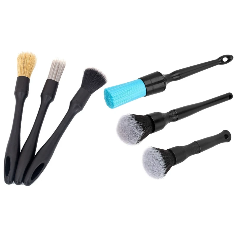 R9CC 3Pcs Car Detailing Brush Set Soft Fiber Brush For Car Cleaning Detailing Brush Dashboard Air Outlet Wheel Brush