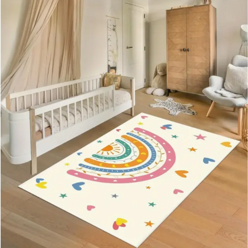 Colorful Rainbow Floor Mats Suitable Children's Rooms Soft Mats Star Patterns Perfect for Daycare or Game Rooms Home Decoration